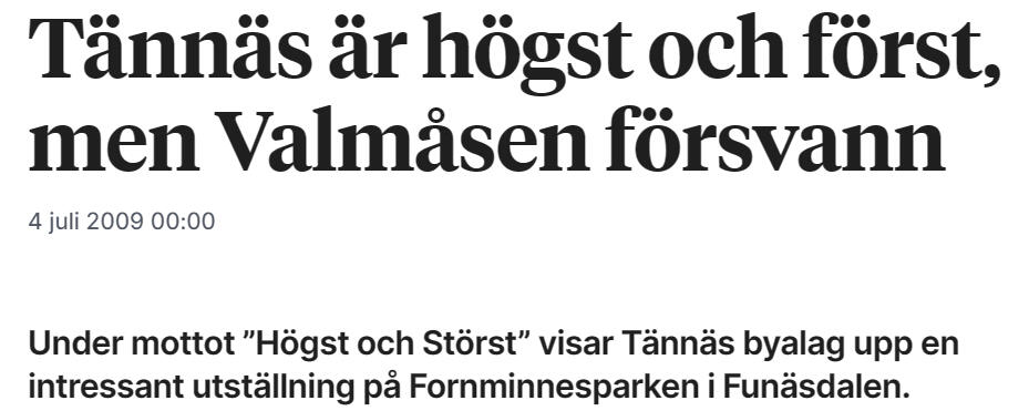 Tännäs är högst och först, men Valmåsen försvann, ÖP 4 juli 2009